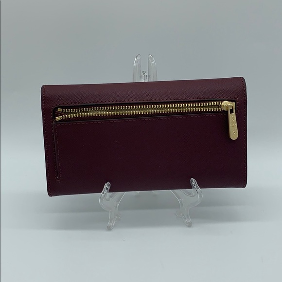 MICHAEL KORS JET SET TRAVEL LG TRIFOLD MERLOT - Picture 10 of 16